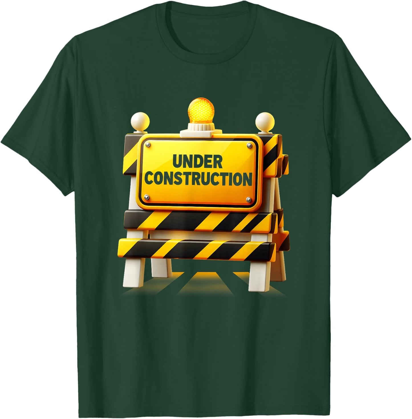 Luminous Yellow Construction Sign with Warning Light T-Shirt - T-Shirt | Forest