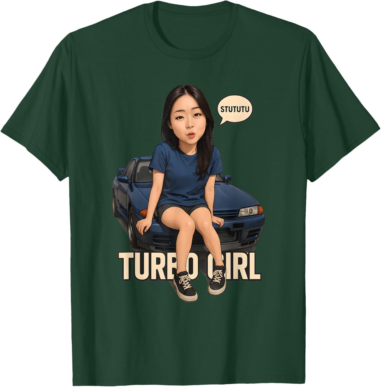 Turbo Girl Stututu Shirt JDM Tuner CONRAIMENT Design T-Shirt - T-Shirt | Forest