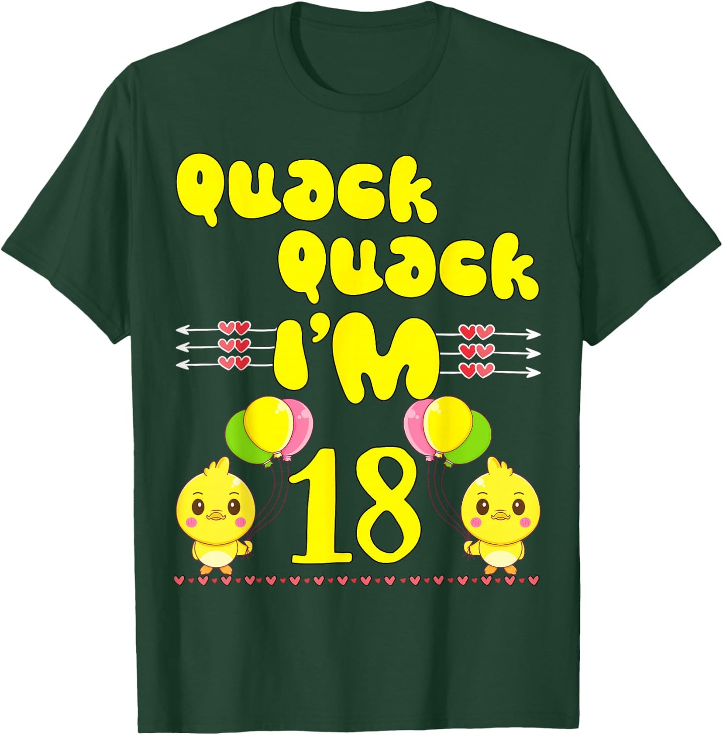 Quack Quack I'm 18 Farm Duck Theme Party 18th Year Birthday T-Shirt - T-Shirt | Forest