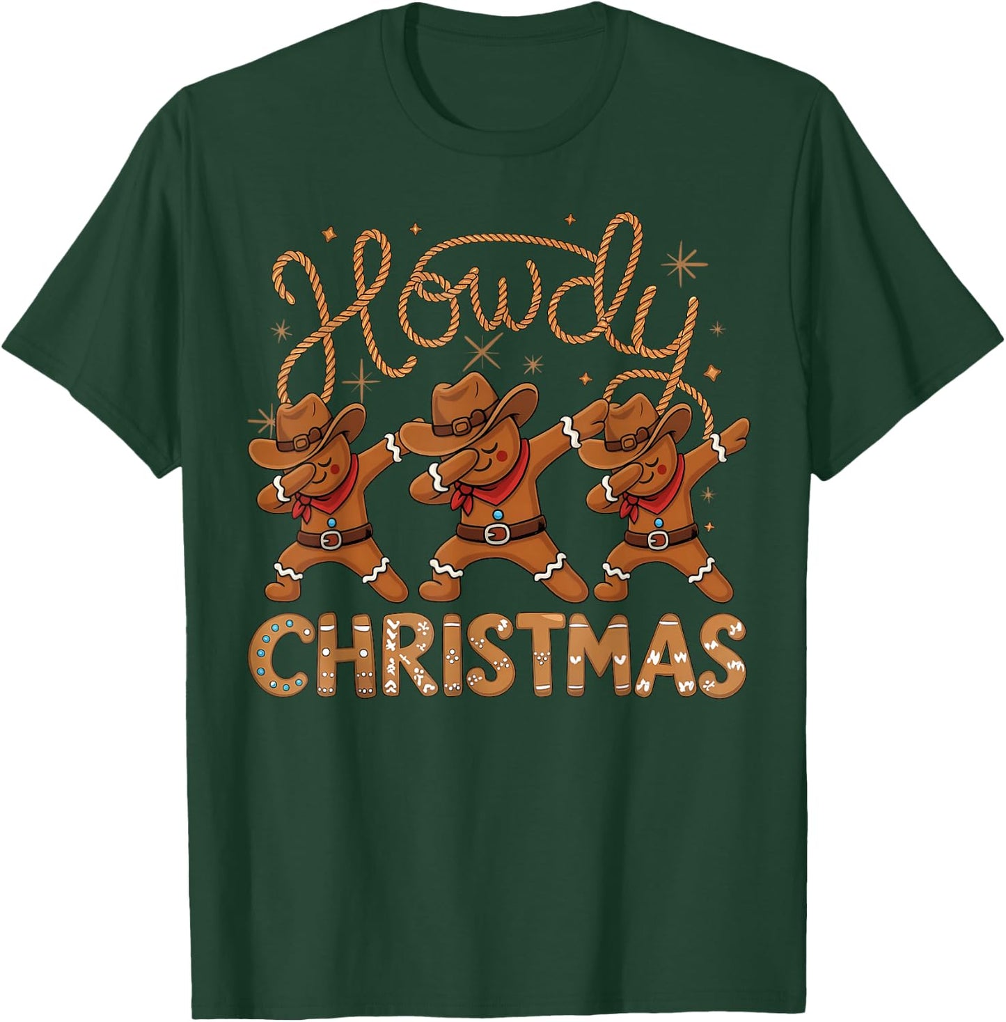 Howdy Christmas Cowboy Gingerbread Dabbing Xmas Men Boy T-Shirt - T-Shirt | Forest