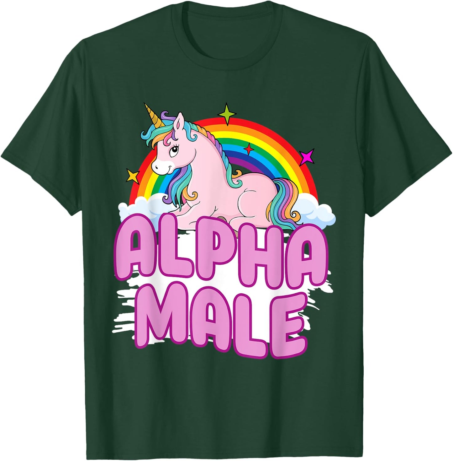 Alpha Male Unicorn Rainbow Sarcastic Humor Funny Ironic T-Shirt - T-Shirt | Forest