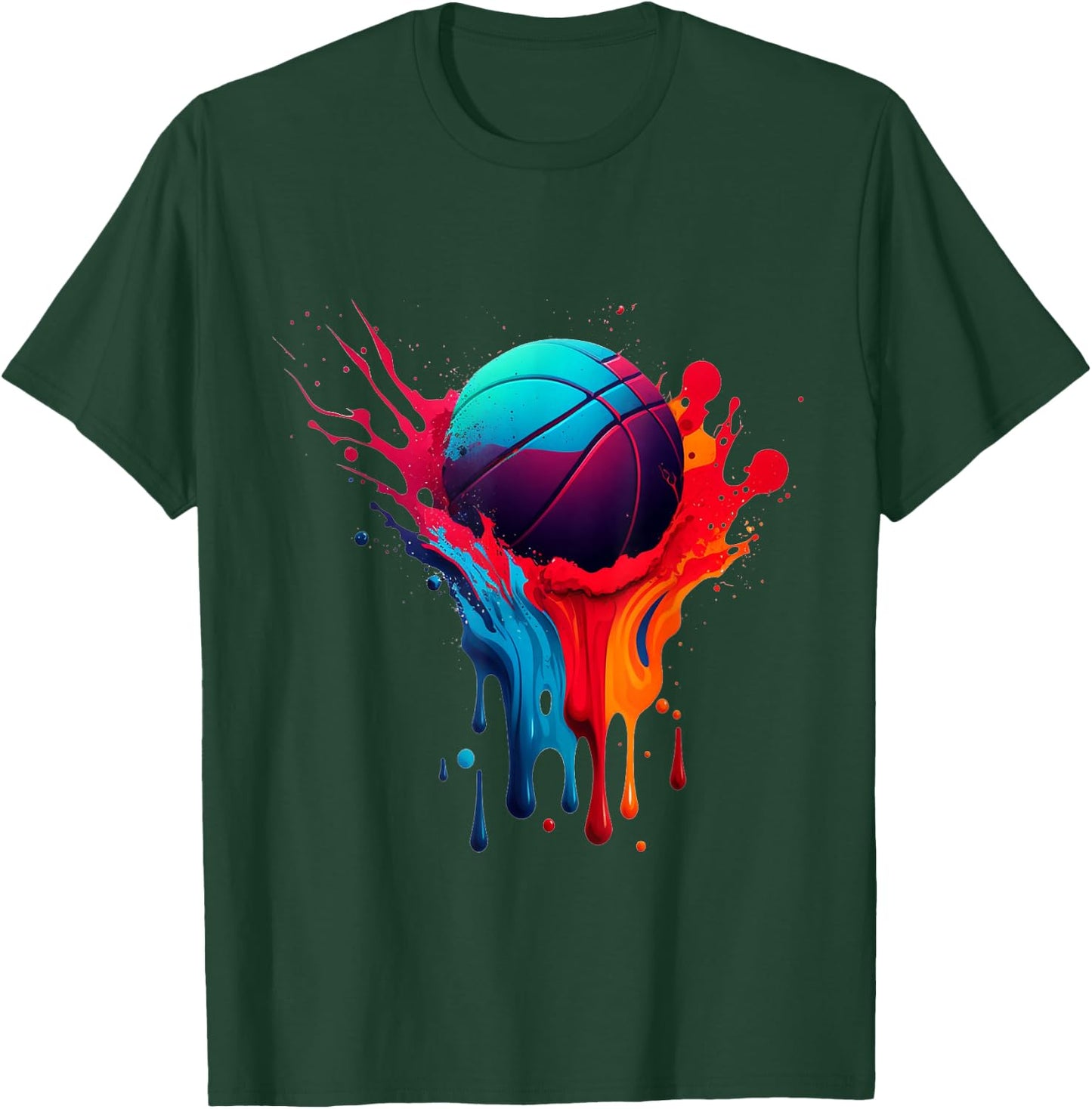 Basketball Splash Basketball Splatter Paint Bball Player T-Shirt - T-Shirt | Forest