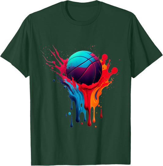 Basketball Splash Basketball Splatter Paint Bball Player T-Shirt - T-Shirt | Forest