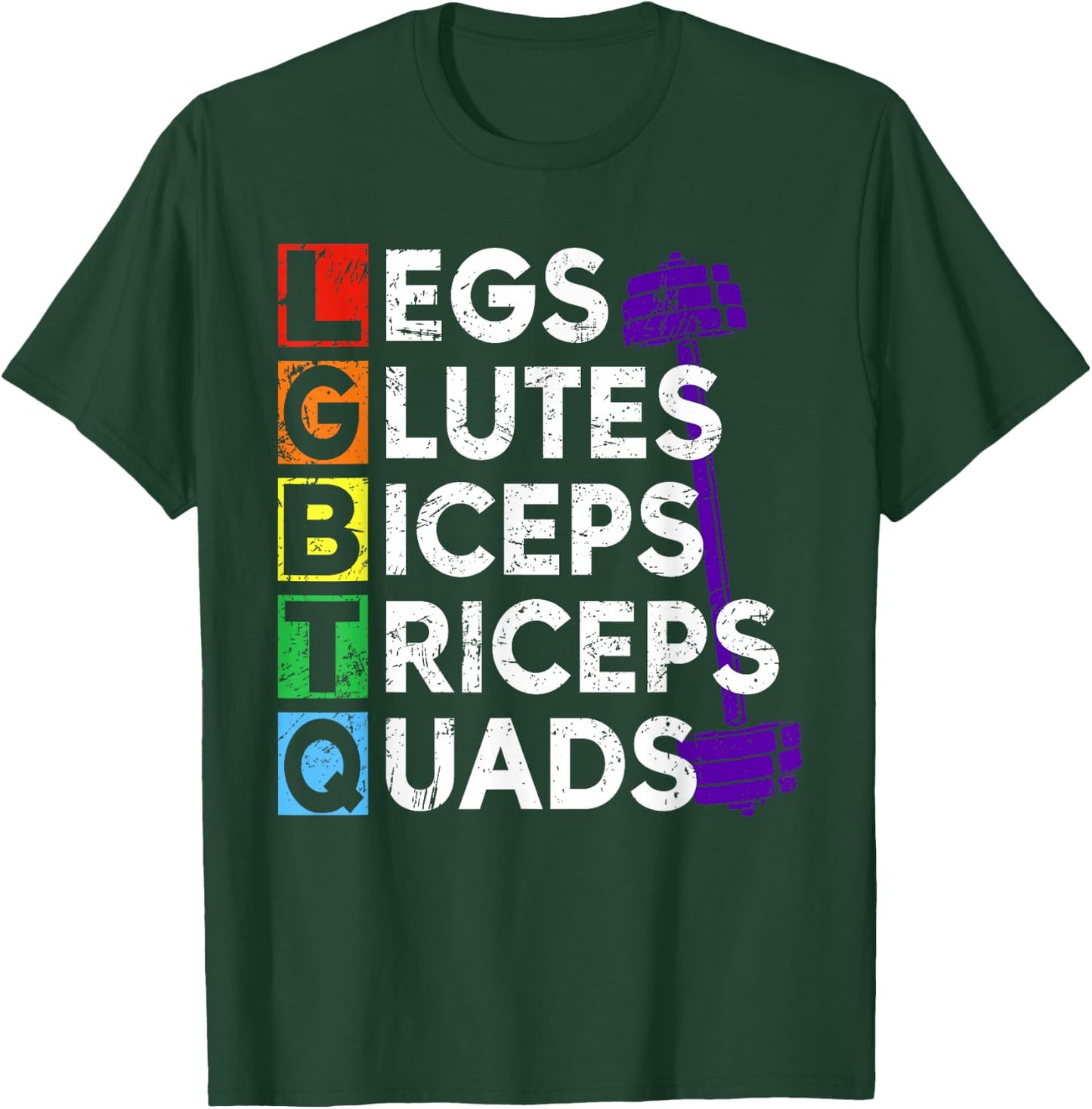 Retro Legs Glutes Biceps Triceps Quads Gym Lover LGBTQ Pride T-Shirt - T-Shirt | Forest