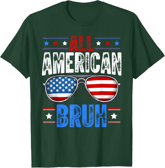 4th of July All American Bruh Patriotic Boys Kids T-Shirt - T-Shirt | Forest