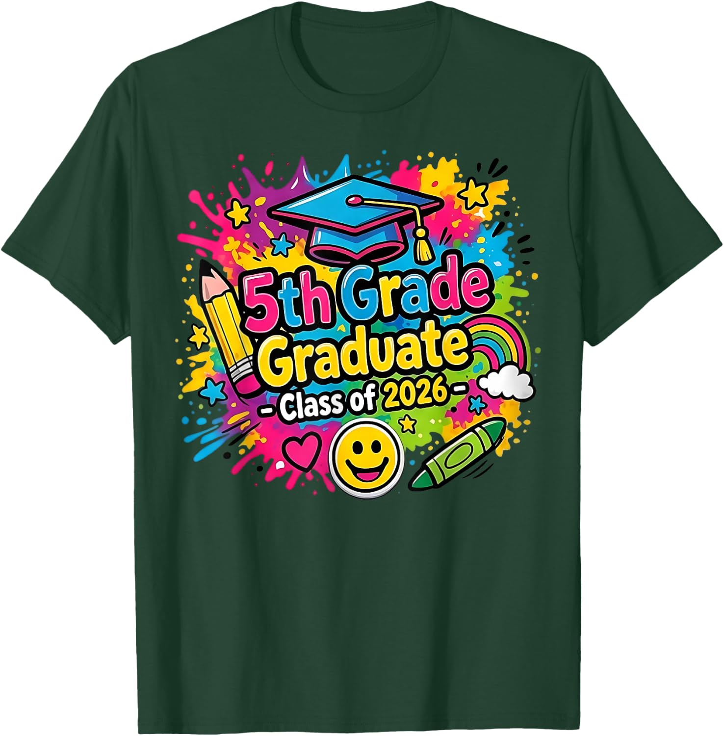 5th Grade Graduate 2026 School Graduation Sign 2 Sides T-Shirt - T-Shirt | Forest