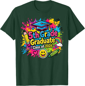 5th Grade Graduate 2026 School Graduation Sign 2 Sides T-Shirt - T-Shirt | Forest