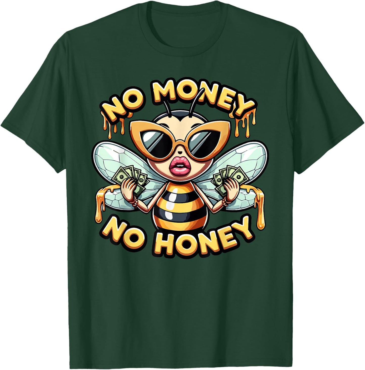 Funny Retro Bee Black Queen, No Money No Honey, Women's T-Shirt - T-Shirt | Forest