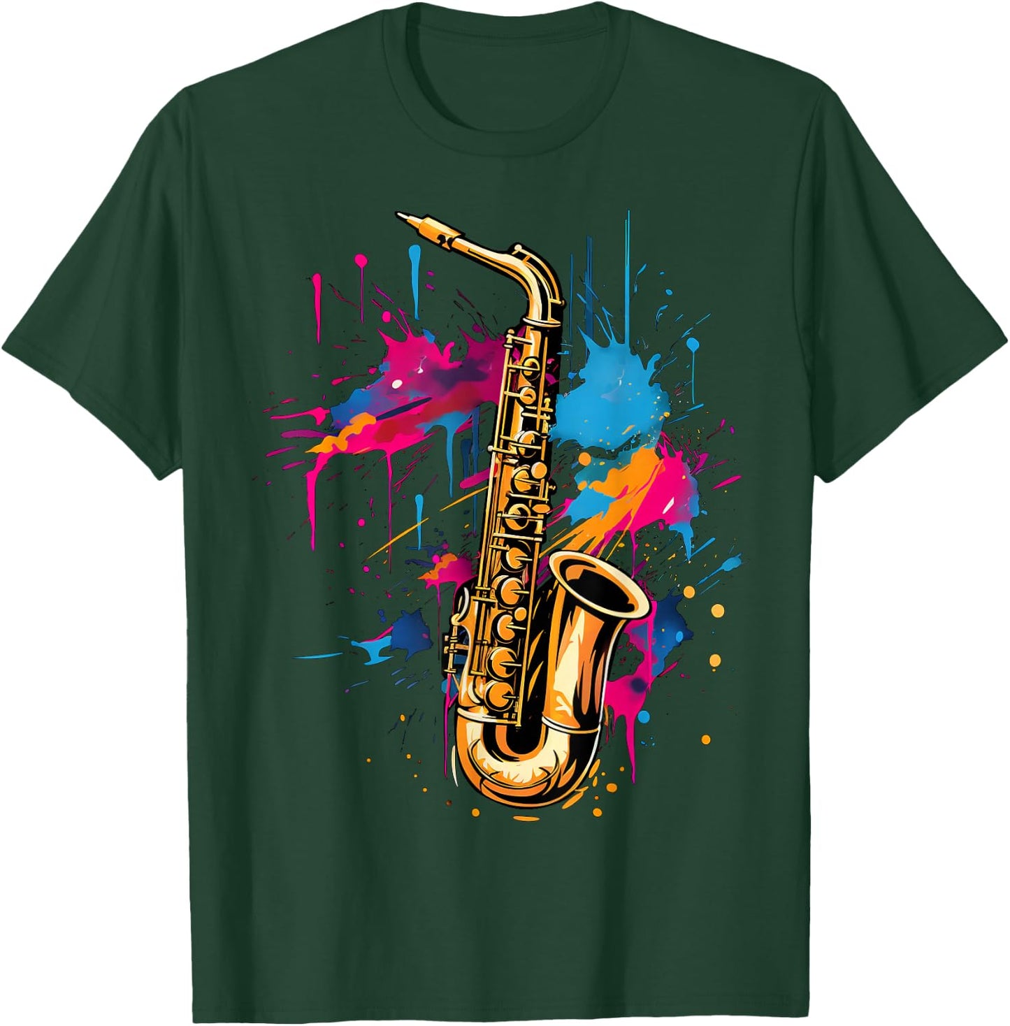 Cool Colourful Saxophone Musician , black T-Shirt - T-Shirt | Forest