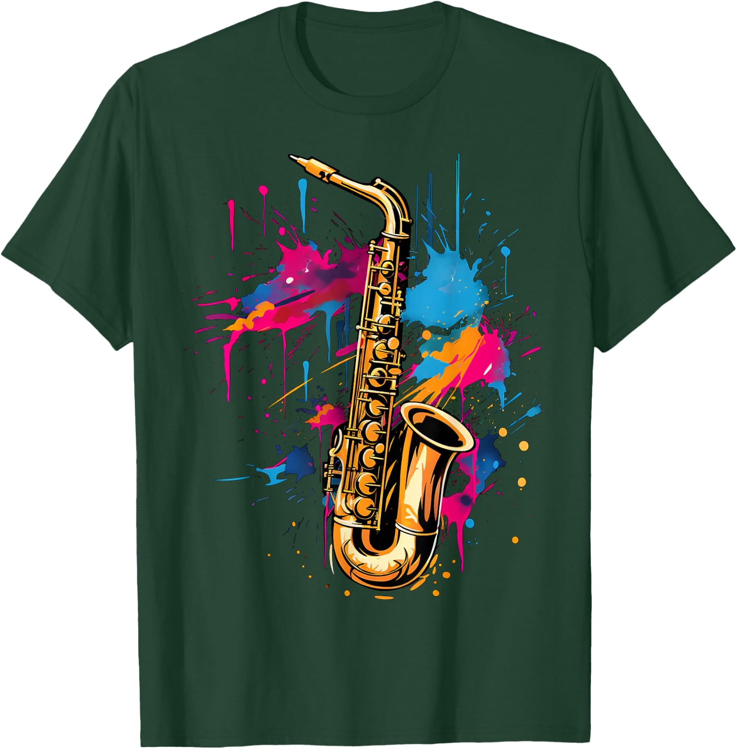 Cool Colourful Saxophone Musician , black T-Shirt - T-Shirt | Forest
