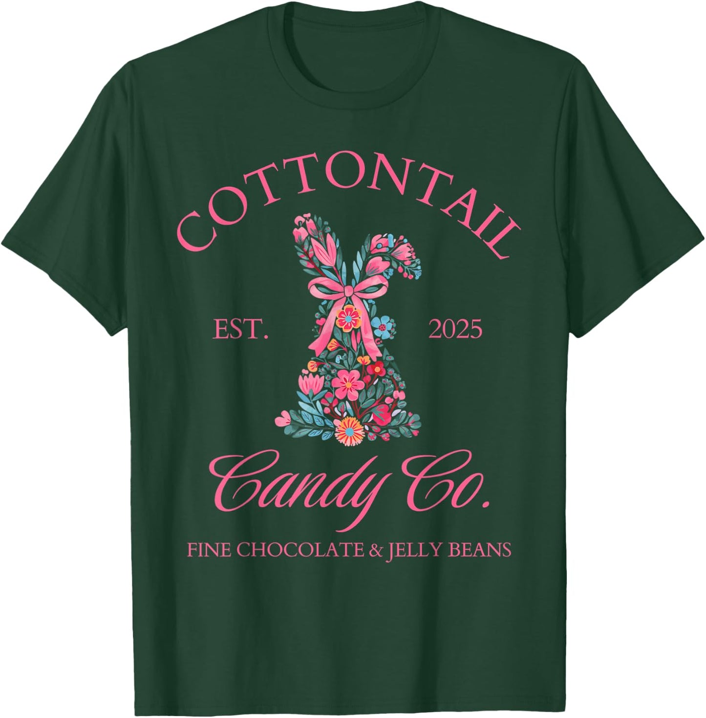 Easter Bunny Cottontail Coquette Bow Floral Girls Top T-Shirt - T-Shirt | Forest
