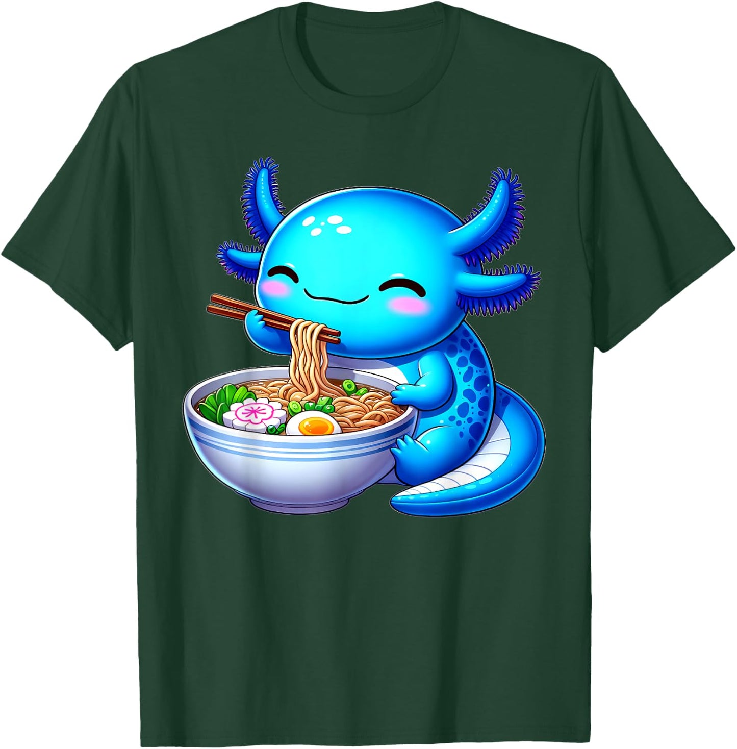 Anime Kawaii Axolotl Food Ramen Noodles Kids Teen Girls Boy , black T-Shirt - T-Shirt | Forest