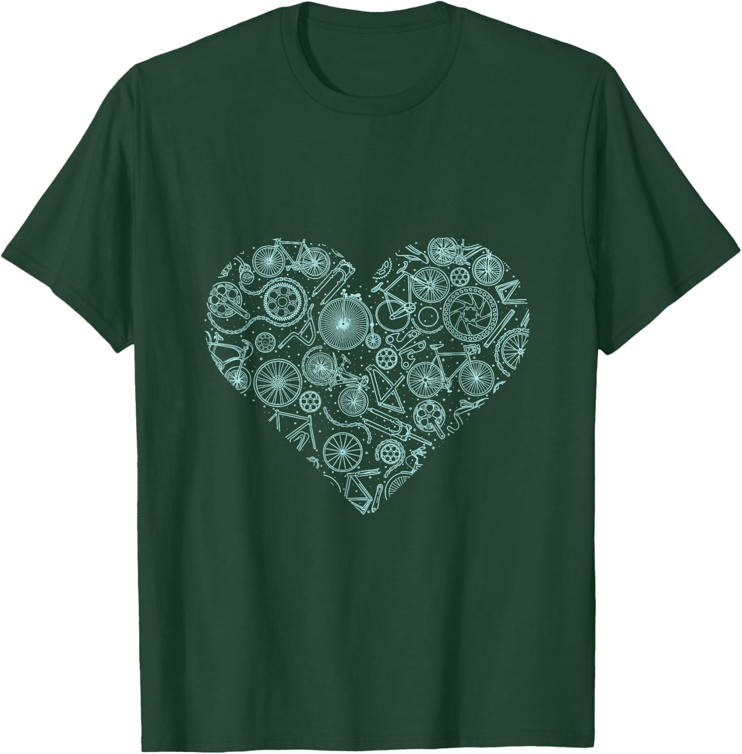 Cycling Lover Cyclist Valentines Day Gift MTB Bicycle T-Shirt - T-Shirt | Forest