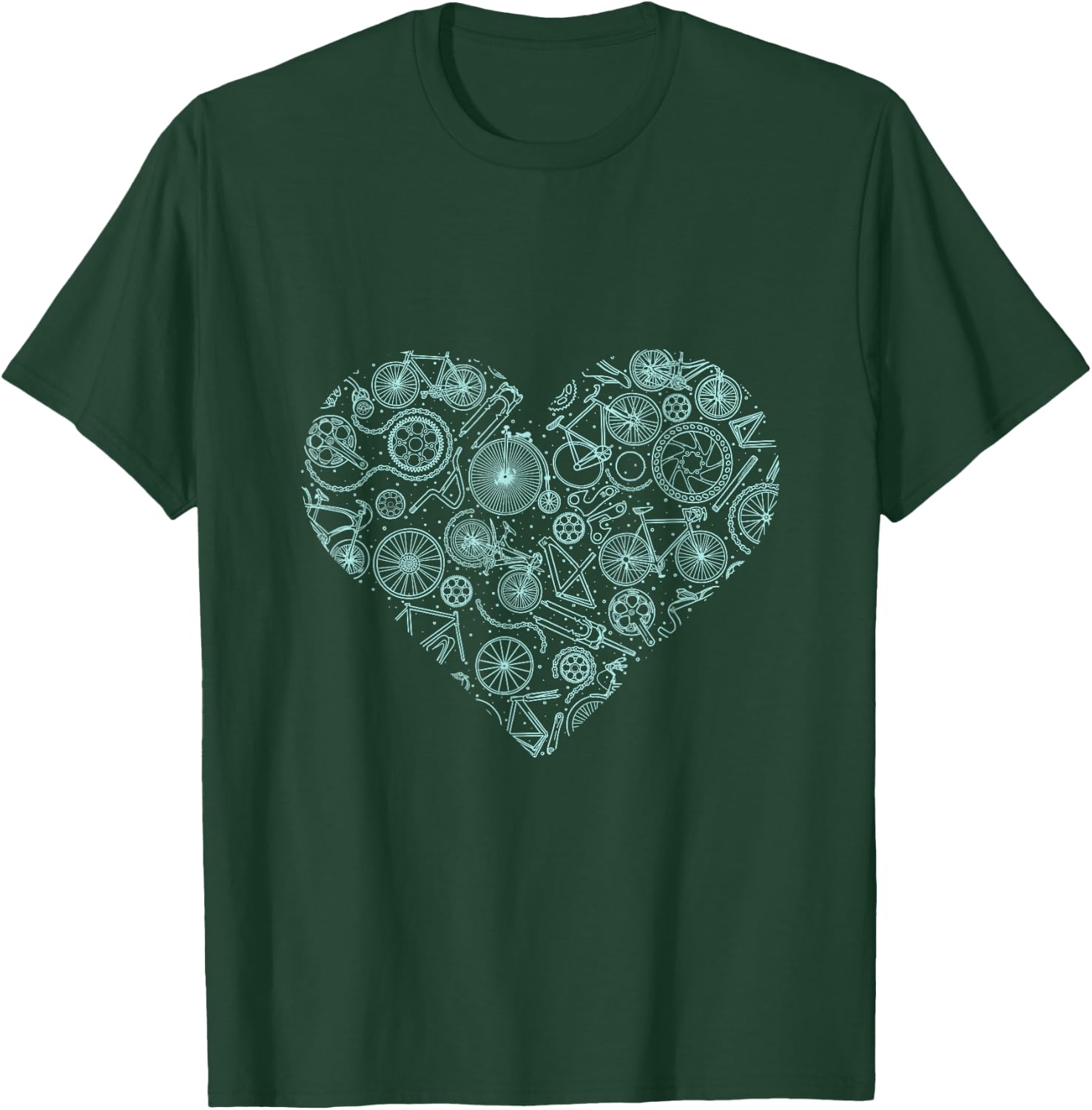 Cycling Lover Cyclist Valentines Day Gift MTB Bicycle T-Shirt - T-Shirt | Forest