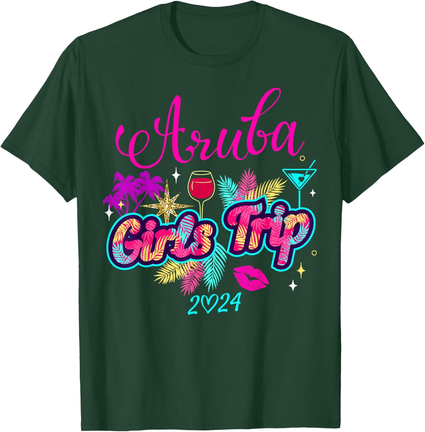 Girls Trip Aruba 2024 Shirt Girls Weekend Birthday Squad T-Shirt - T-Shirt | Forest