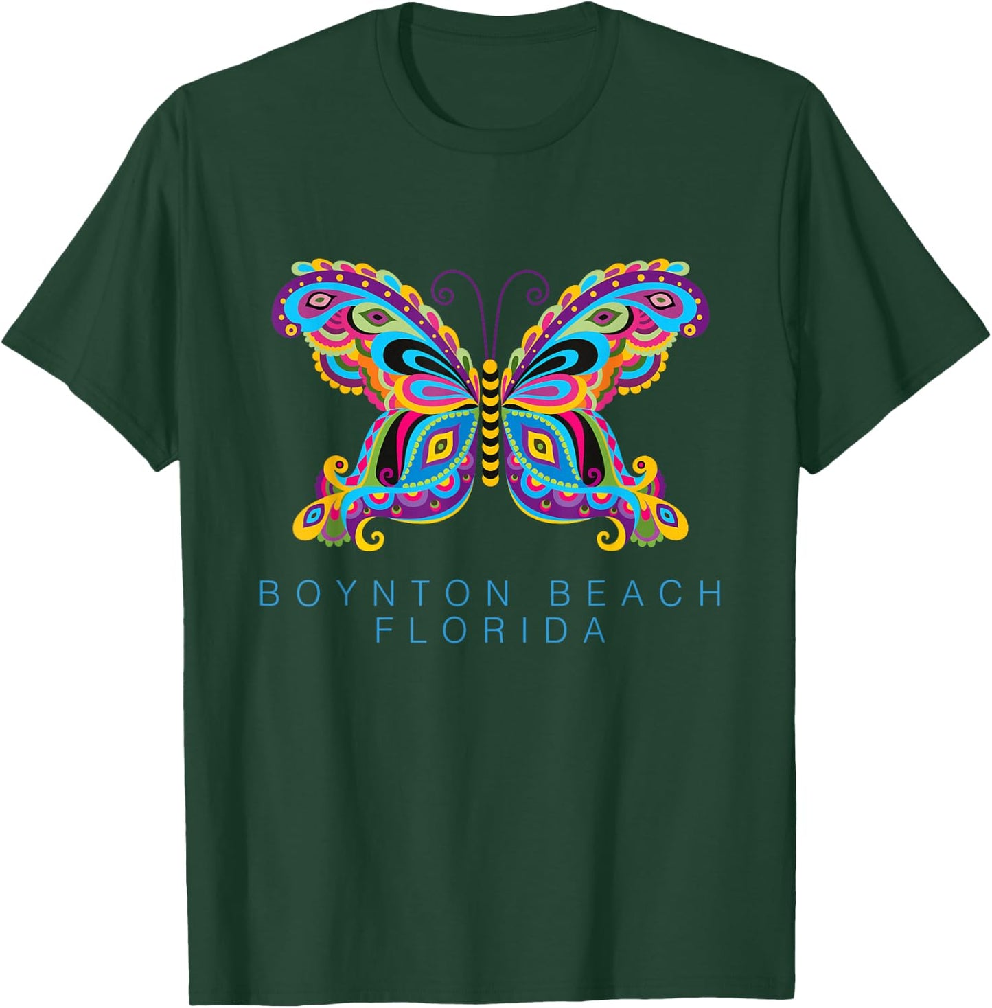 Boynton Beach Florida Souvenir Butterfly Graphic T-Shirt - T-Shirt | Forest