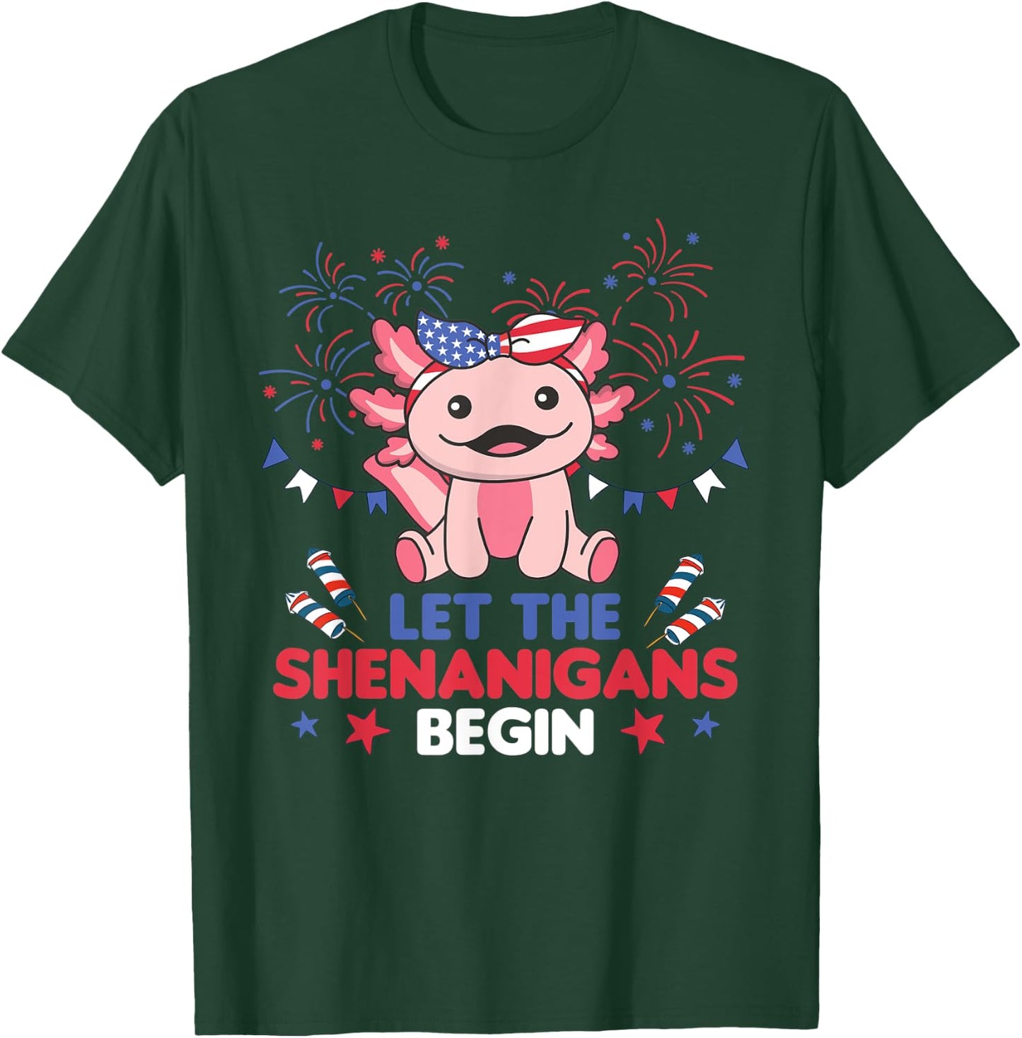 4th Of July American Axolotl For Kids Cute Usa Axolotl T-Shirt - T-Shirt | Forest