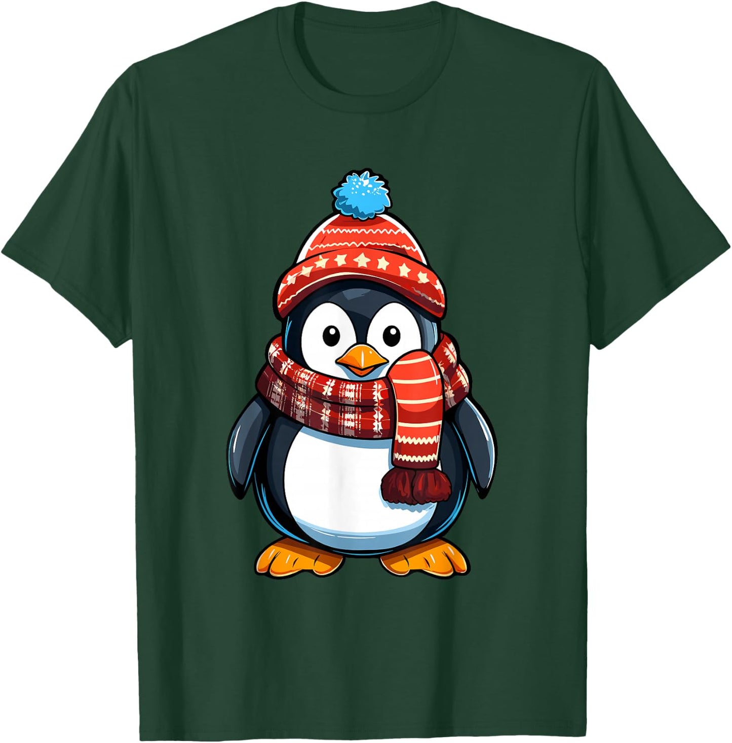 Cute Penguin Christmas Lights Santa Hat Xmas Pajama T-Shirt - T-Shirt | Forest