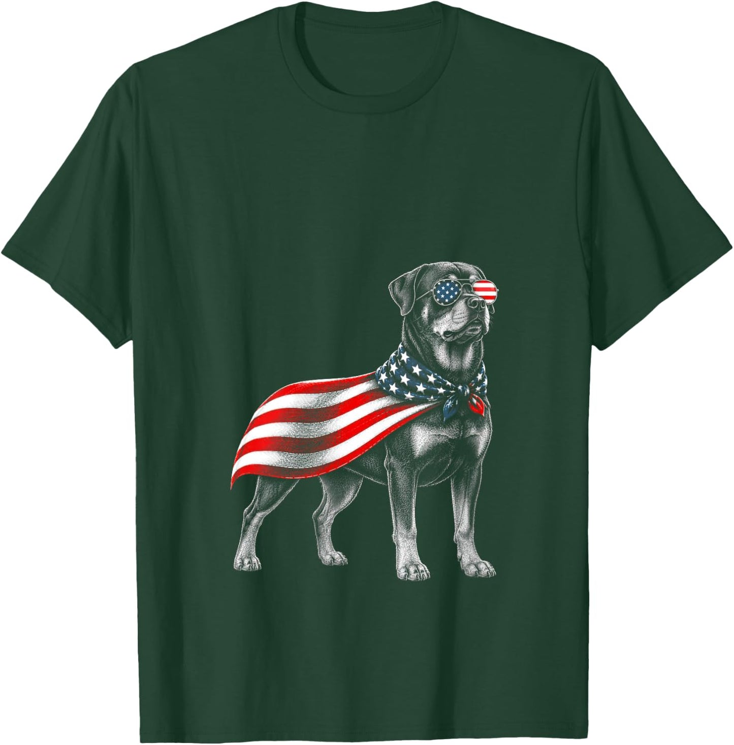 Women's Rottweiler 4th of July US American Flag Rottie Dog Patriotic V-Neck T-Shirt - T-Shirt | Forest