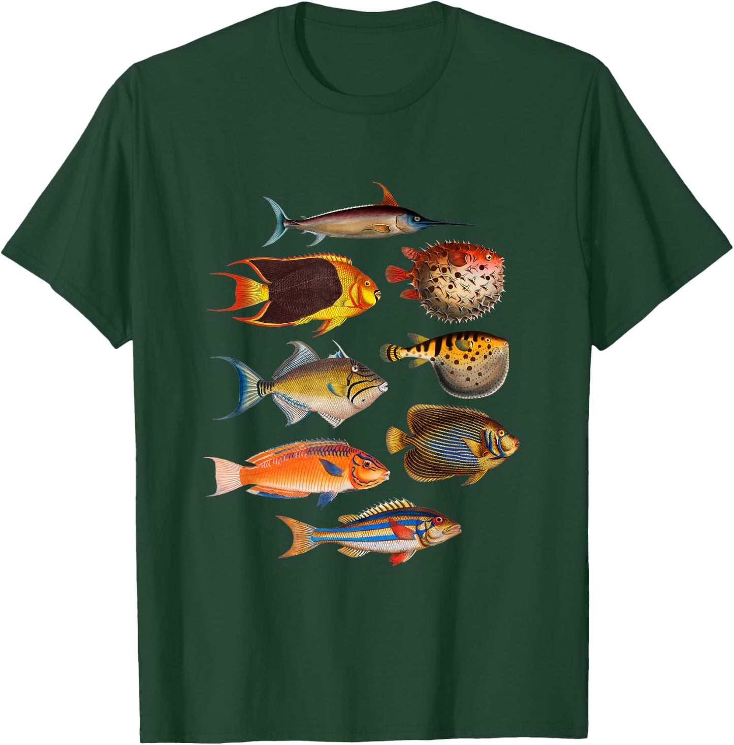Ichthyology Fishes History Earth And Nature Sea Antique Art T-Shirt - T-Shirt | Forest