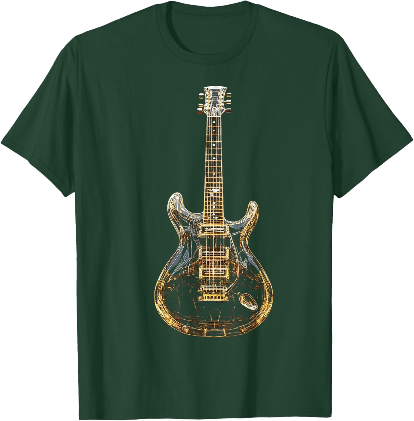 Guitar Musical Instrument Pattern Illustration Guitar , Black, S T-Shirt - T-Shirt | Forest