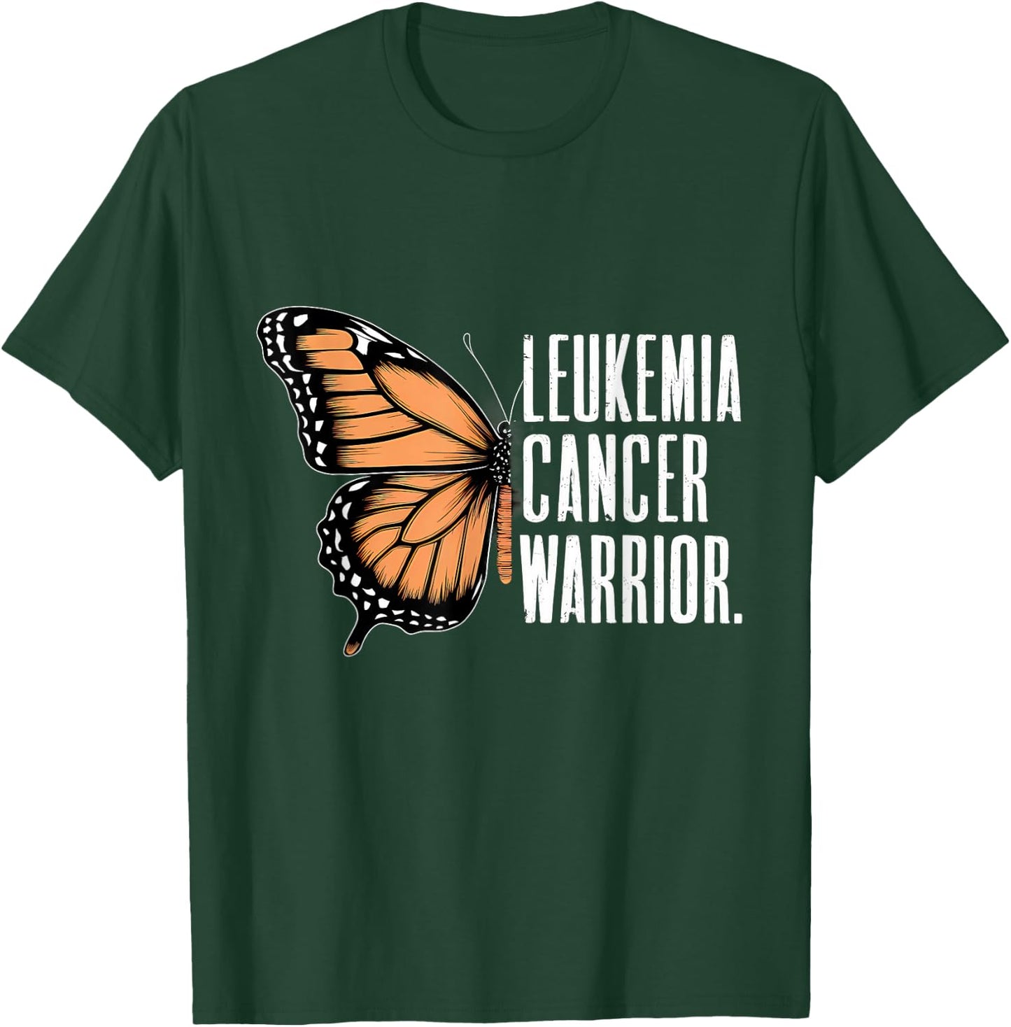 Leukemia Cancer Awareness Butterfly Warrior Orange Ribbon T-Shirt - T-Shirt | Forest