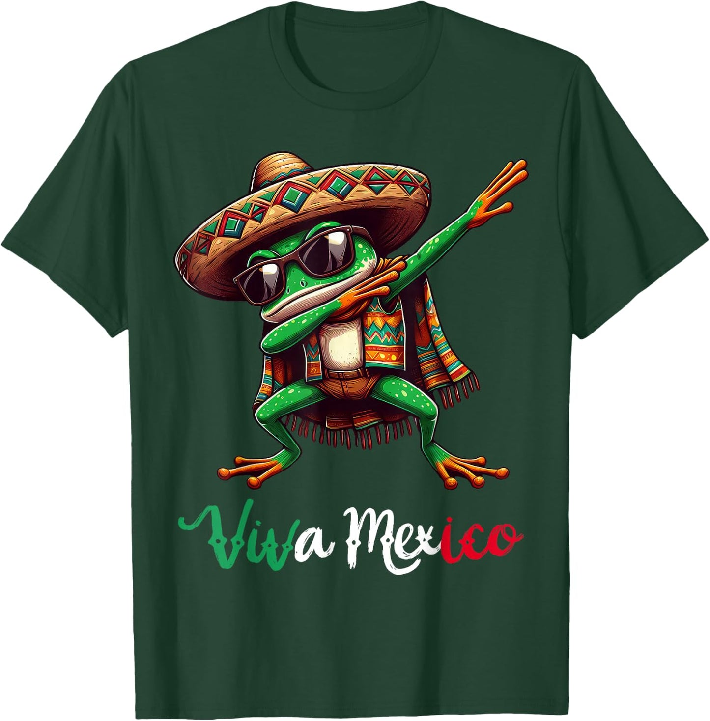 Viva Mexico Dabbing Frog Sombrero Mexican Party T-Shirt - T-Shirt | Forest