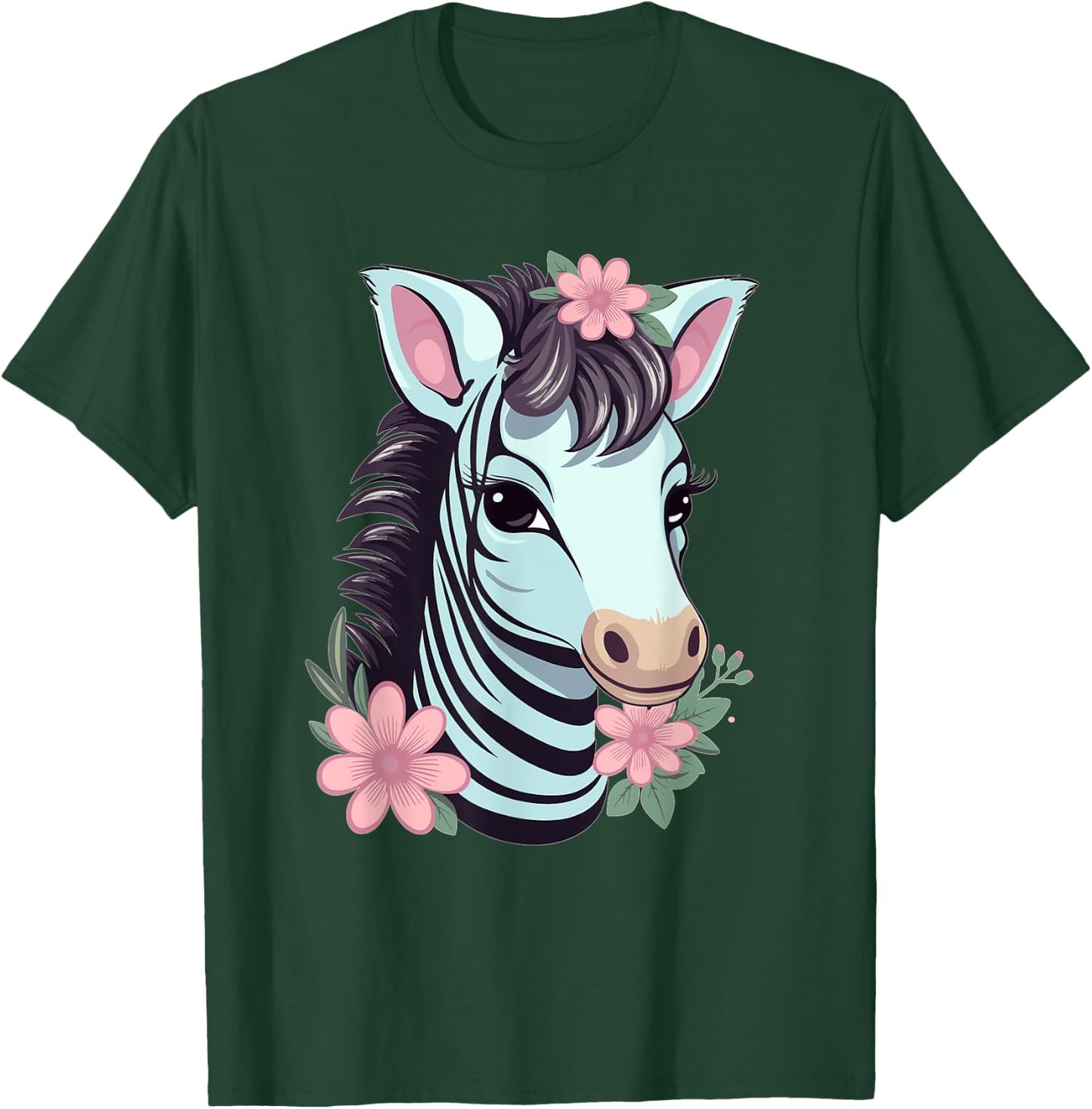 Cute Zebra With Flowers I Kids Zebra T-Shirt - T-Shirt | Forest