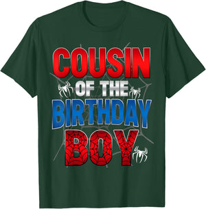 Cousin Of The Birthday Boy Shirt Matching Family Spider Web T-Shirt - T-Shirt | Forest