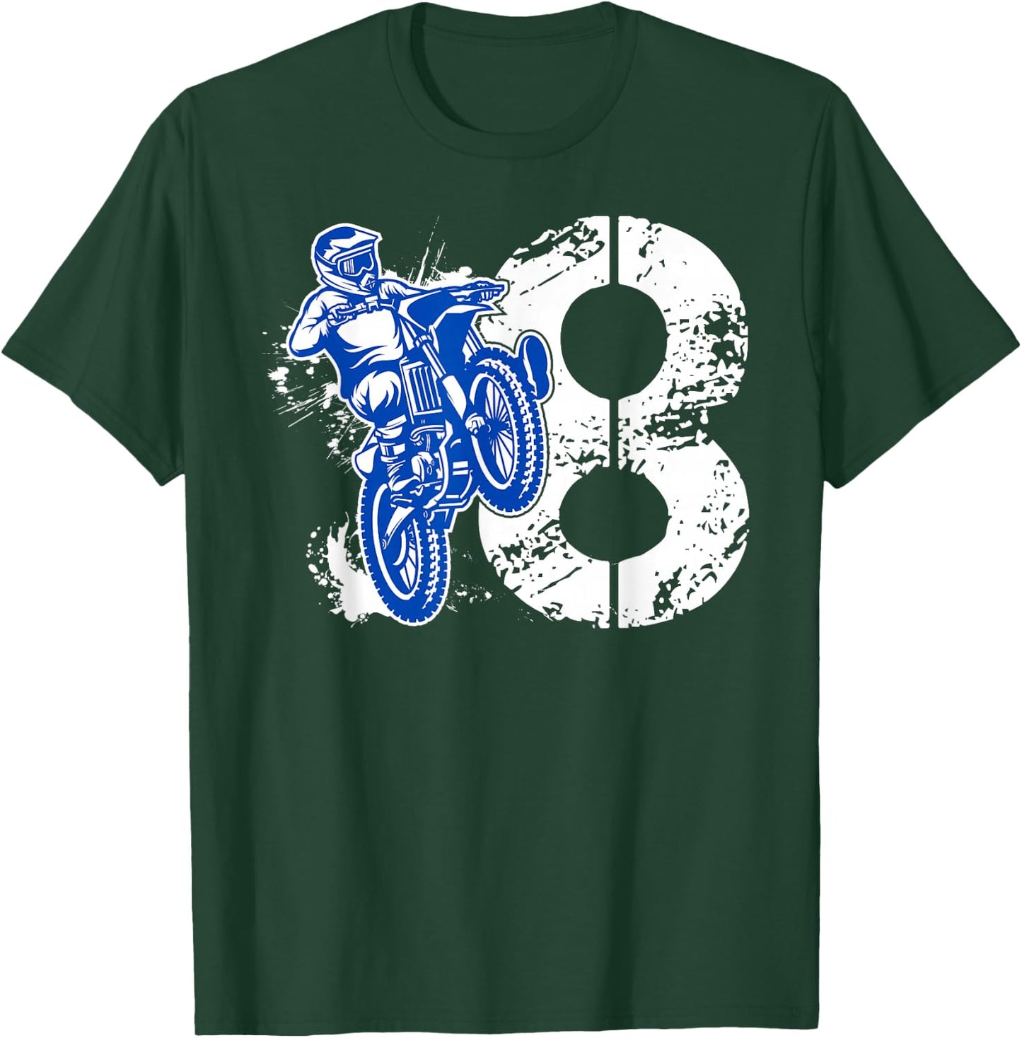 8th Birthday Party Dirt Bike Boy 8 Year Old Dirt Biker T-Shirt - T-Shirt | Forest