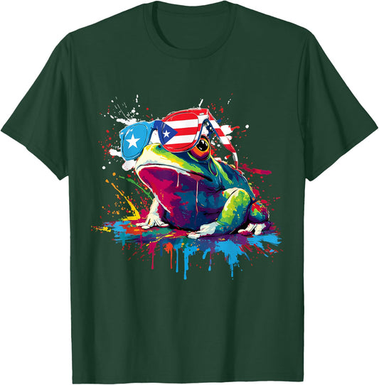 Coqui Frog Puerto Rico Flag Puerto Rican Taino Boricua T-Shirt - T-Shirt | Forest