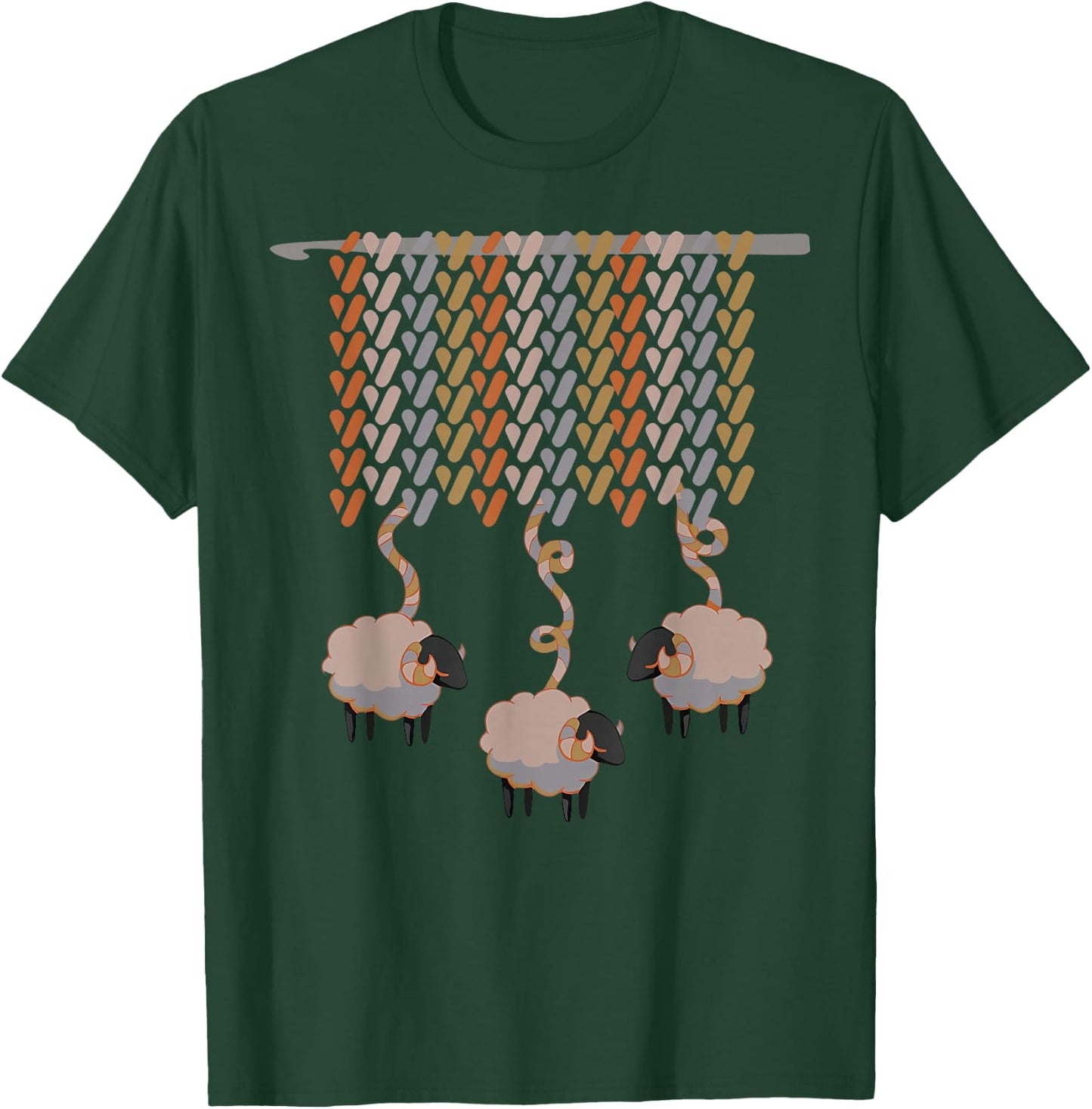 Knitting Crocheting Sheep Knitter Yarn Needle Crocheter T-Shirt - T-Shirt | Forest