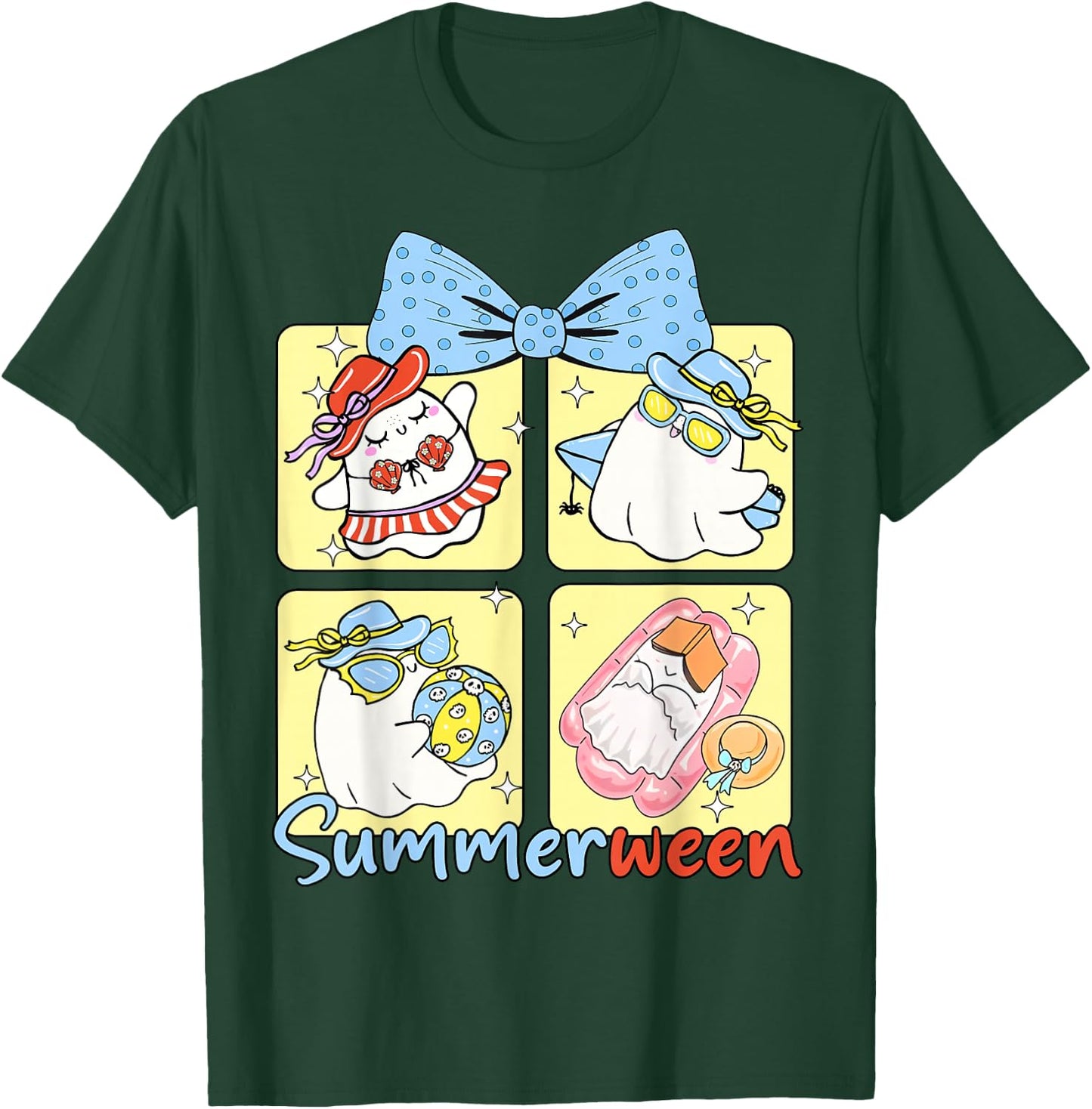 Funny Summerween Vibes Boo Spooky Vacation T-Shirt - T-Shirt | Forest