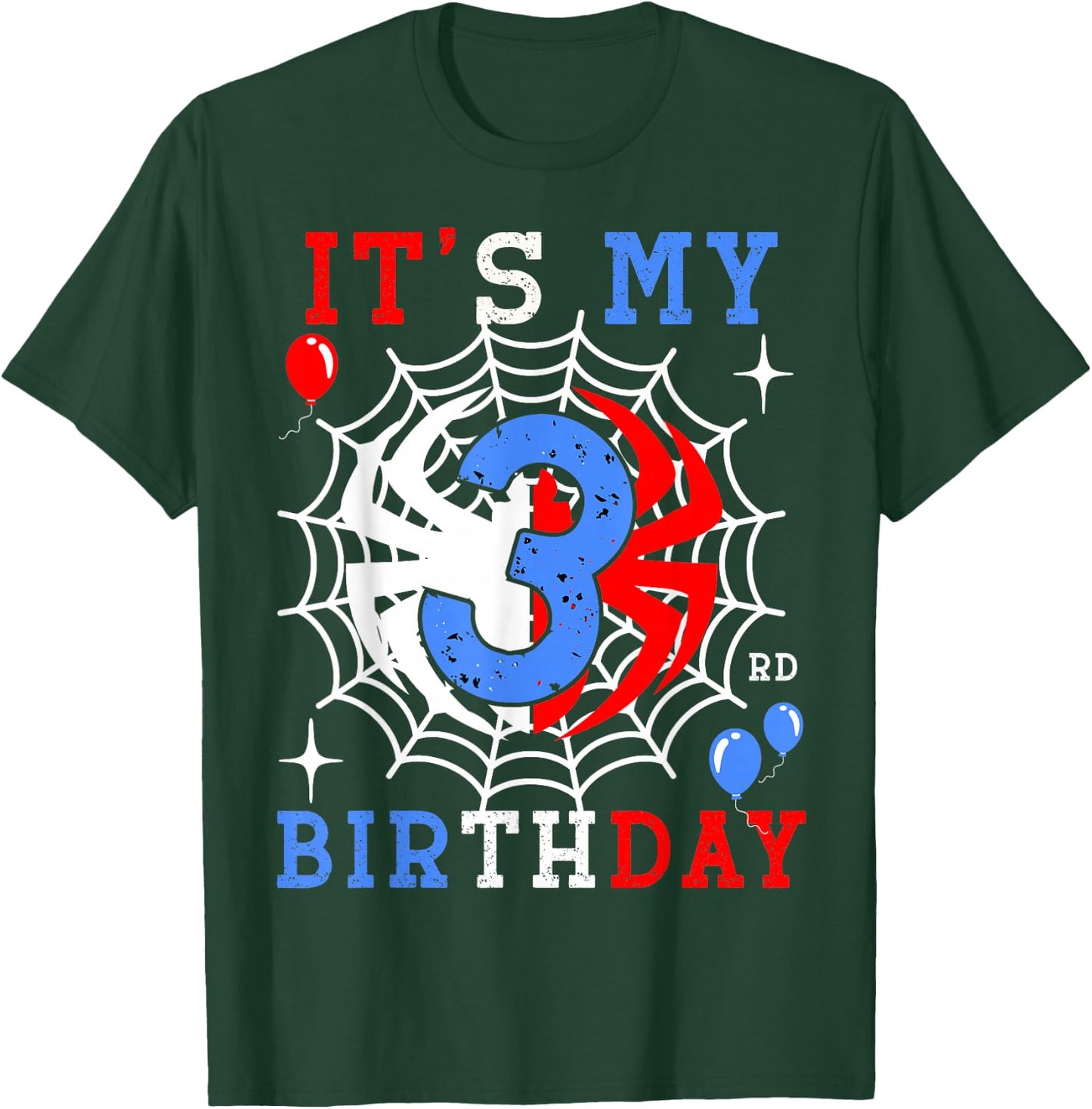 3rd Birthday Spider-Theme 3rd Birthday Spider Web Kids Boys T-Shirt - T-Shirt | Forest
