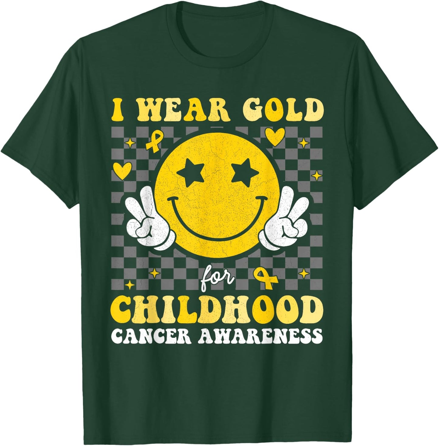 Retro I Wear Gold For Childhood Cancer Awareness Kids T-Shirt - T-Shirt | Forest