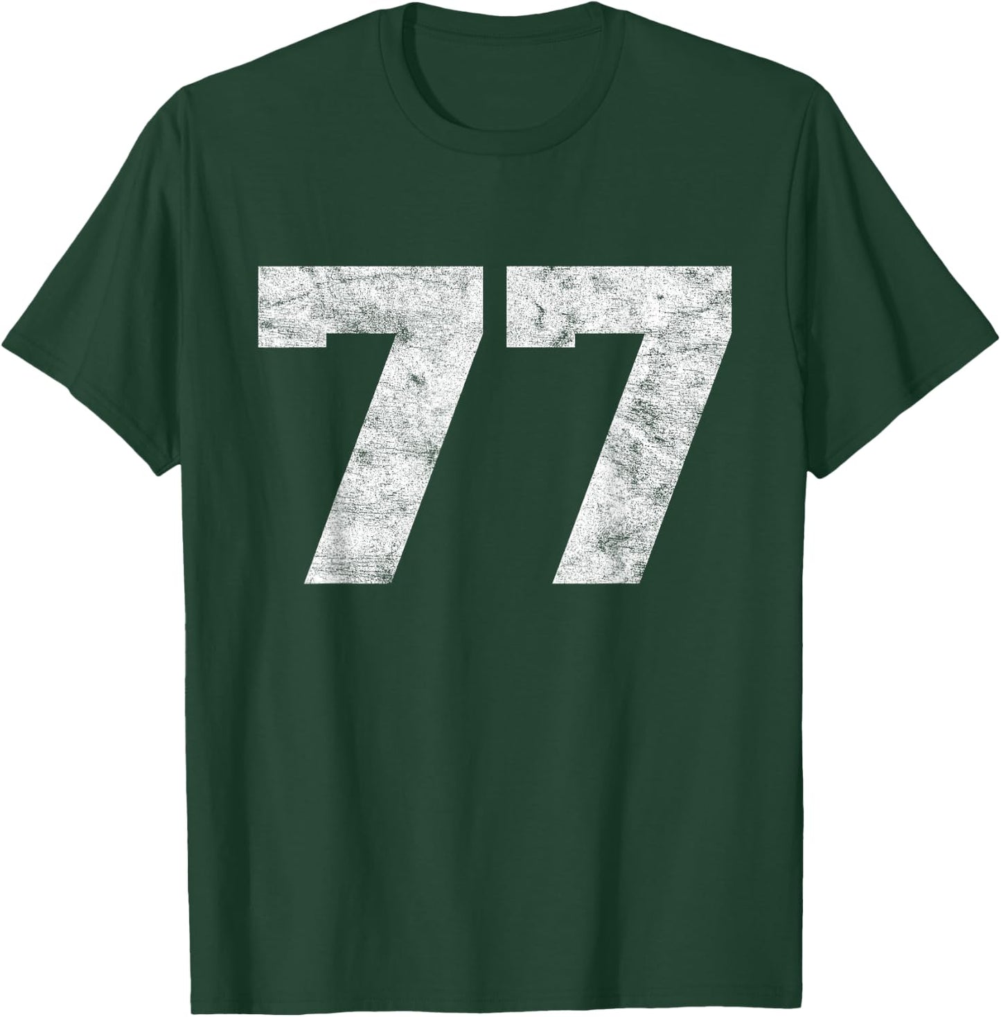 Vintage Lucky Number 77 Birthday Sports Player Team Athlete T-Shirt - T-Shirt | Forest