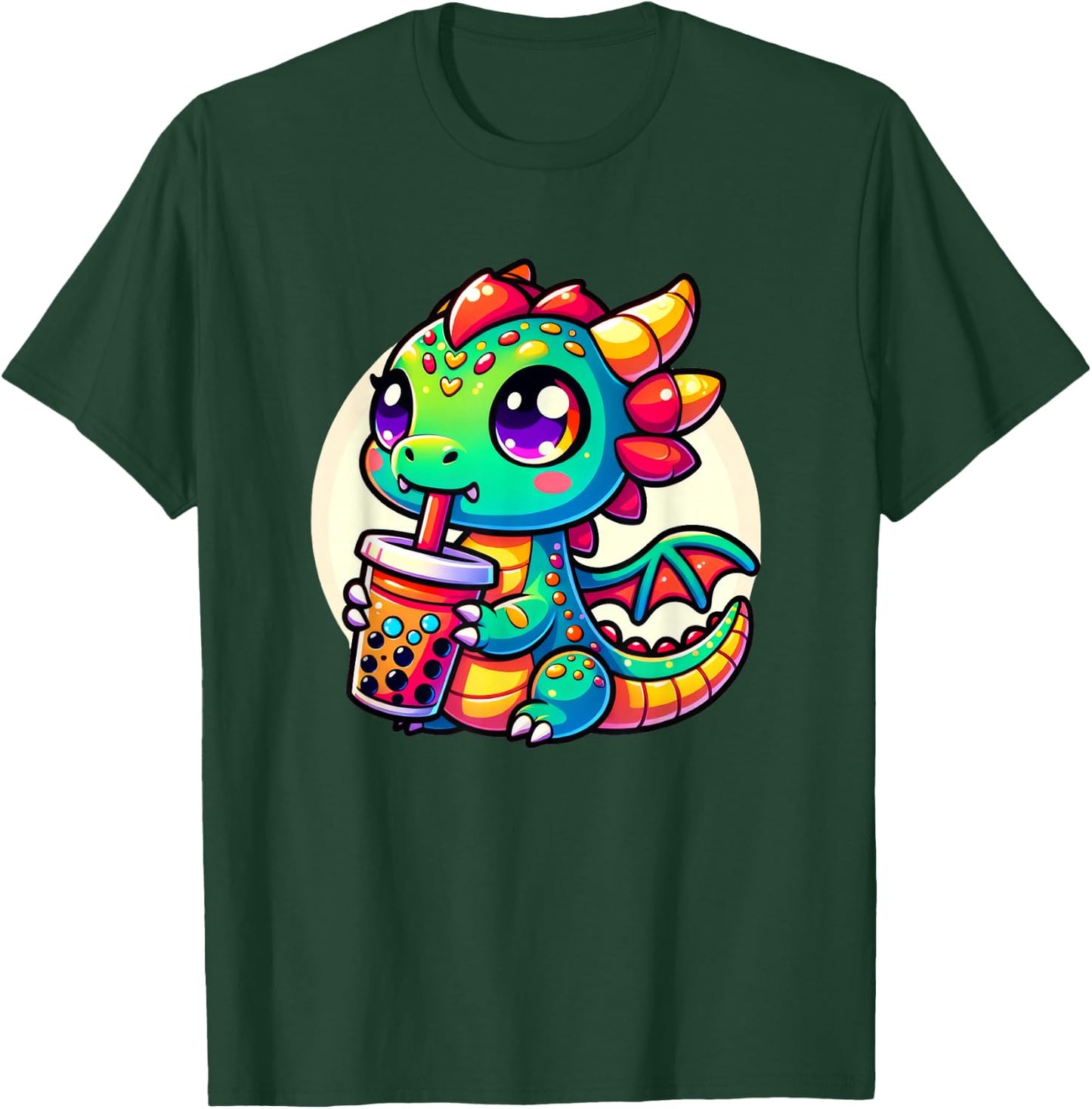 Kawaii Dragon Anime Boba Tea Bubble Milk Tea Kids T-Shirt - T-Shirt | Forest