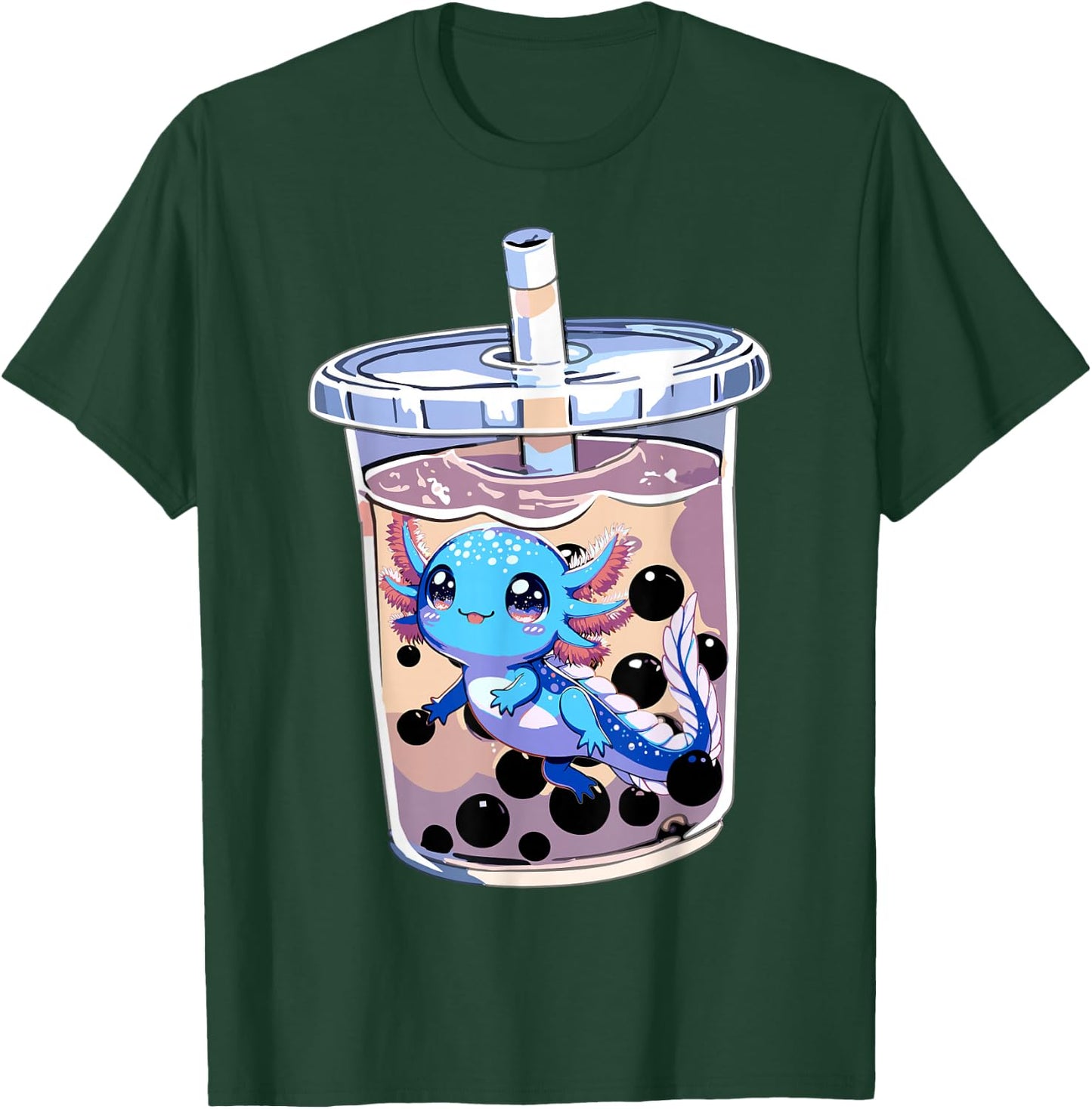 Boba Axolotl Kawaii Axolotl Bubble Tea Boba T-Shirt - T-Shirt | Forest