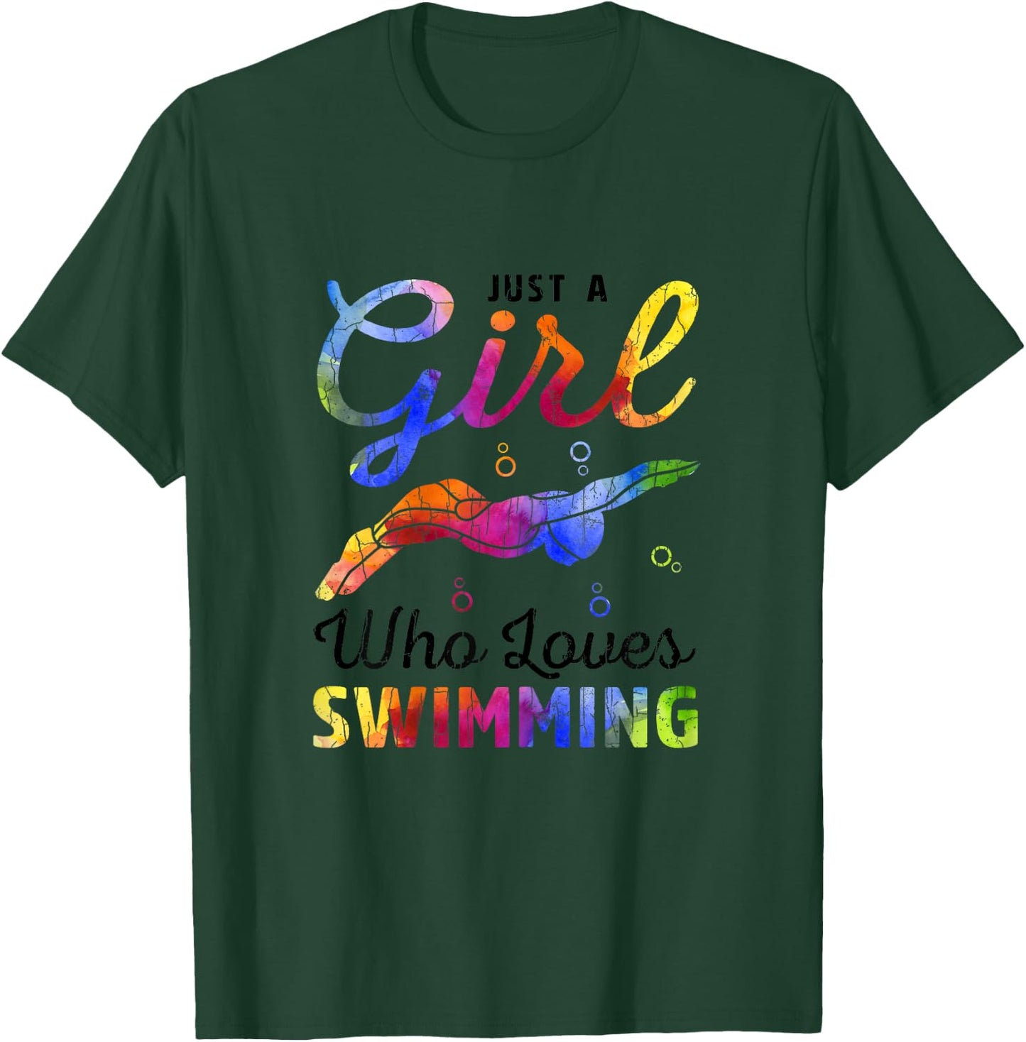 Just A Girl Who Loves Swimming Funny Swimmer Player Graphic T-Shirt - T-Shirt | Forest