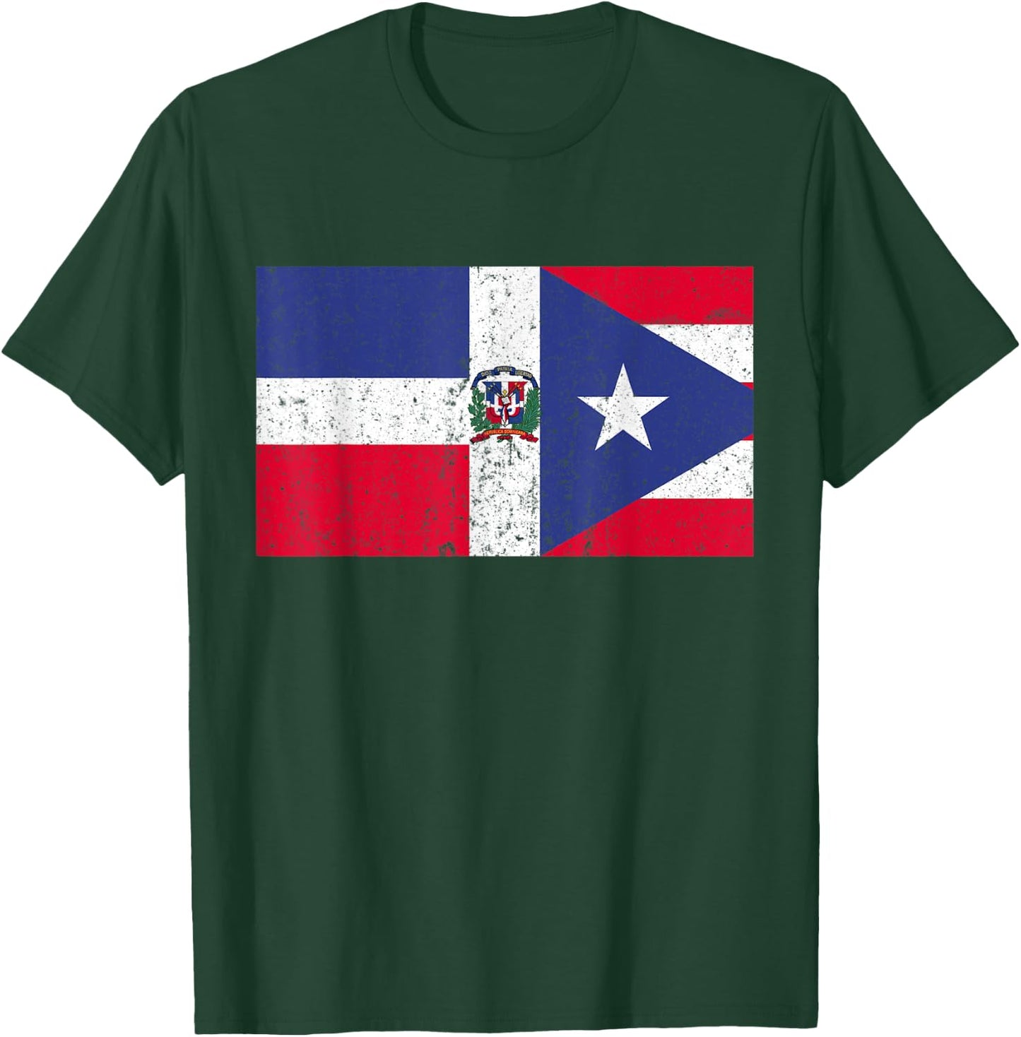 Puerto Rican And Dominican Shirt Pride Heritage Flag T-Shirt - T-Shirt | Forest