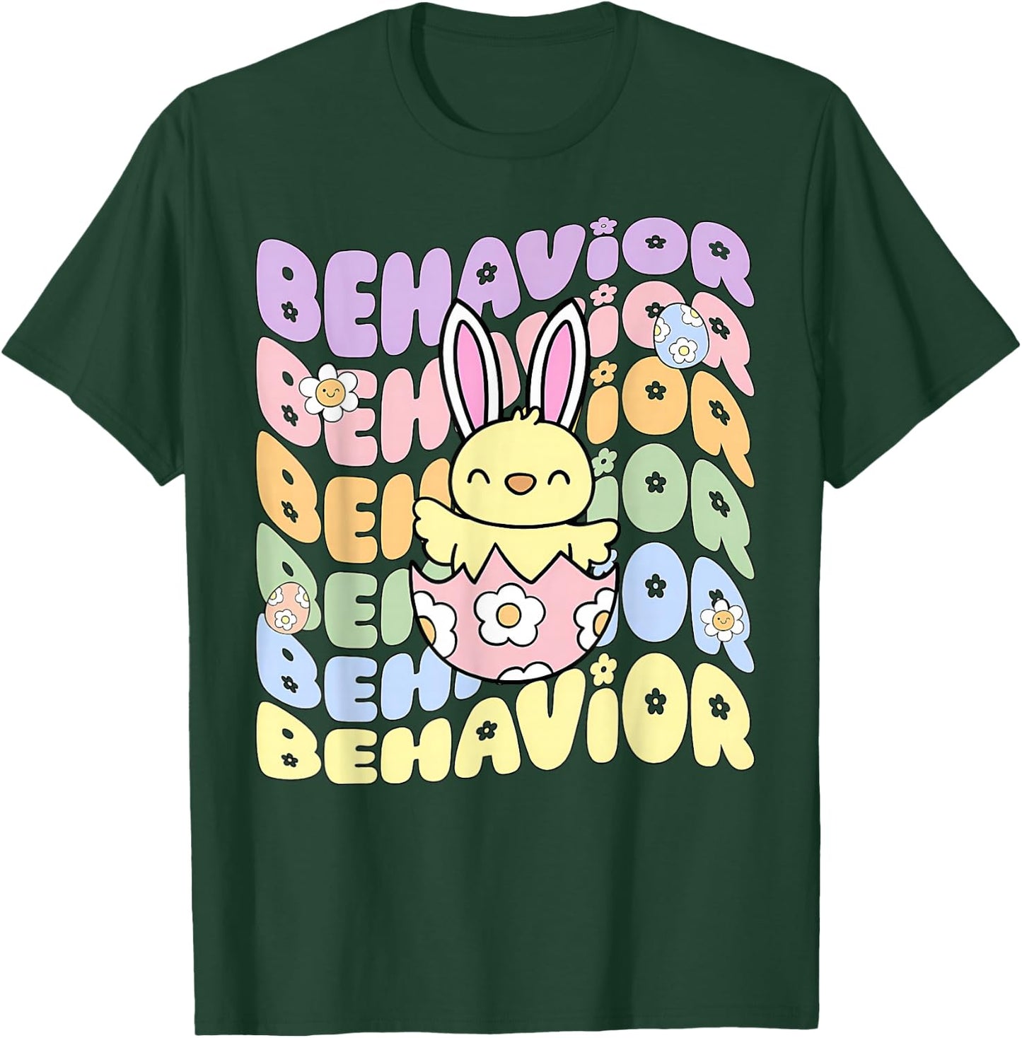 Retro Behavior Analyst Easter Bunny ABA Behavior Therapist T-Shirt - T-Shirt | Forest