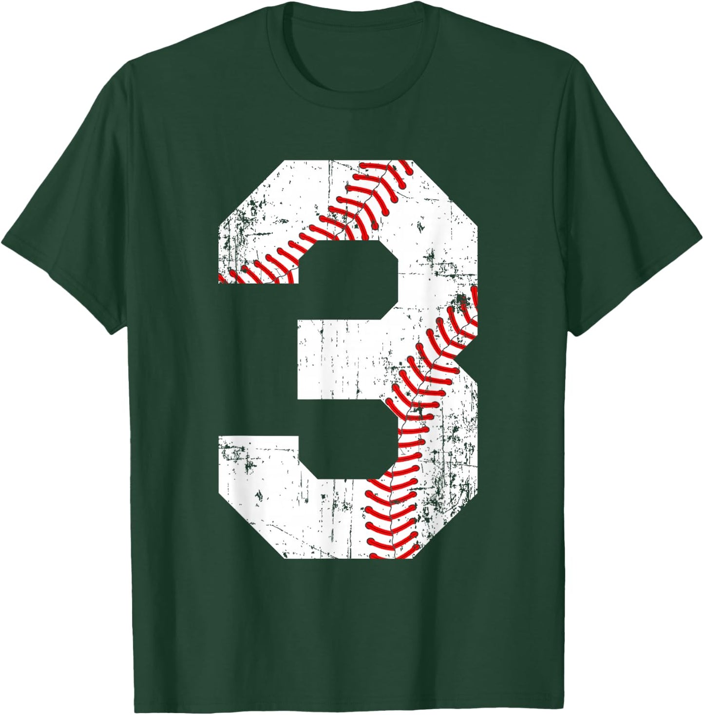Vintage Baseball 3 Jersey Number T-Shirt - T-Shirt | Forest