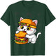 Quirky Cat Hamburger Cheeseburger Fast Food Hat T-Shirt - T-Shirt | Forest
