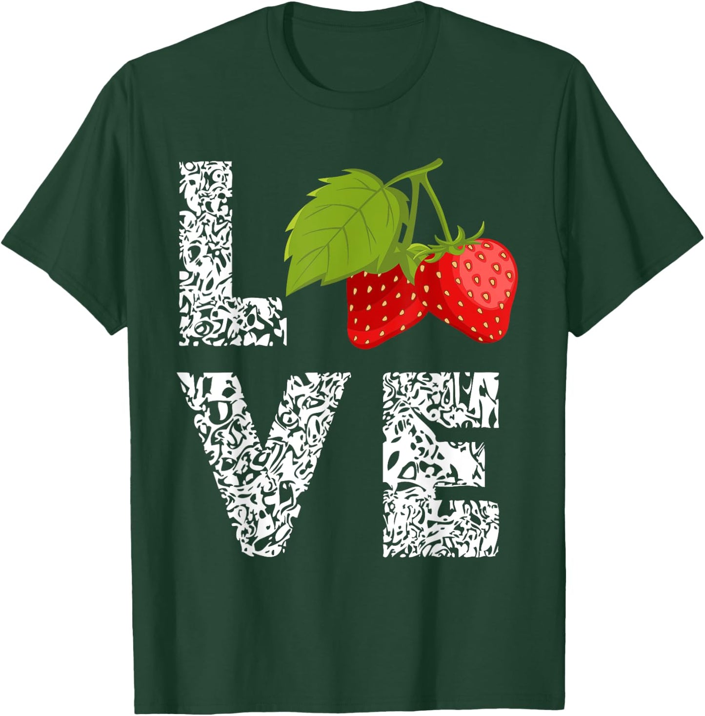Strawberry Love Leopard Sweet Strawberries Summer Fruit T-Shirt - T-Shirt | Forest