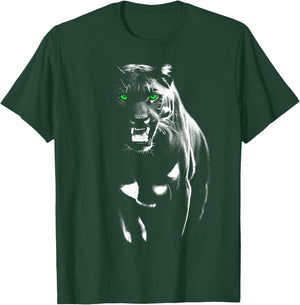 Wild Proud Panther with Cool Green Eyes Showing Teeth , black T-Shirt - T-Shirt | Forest