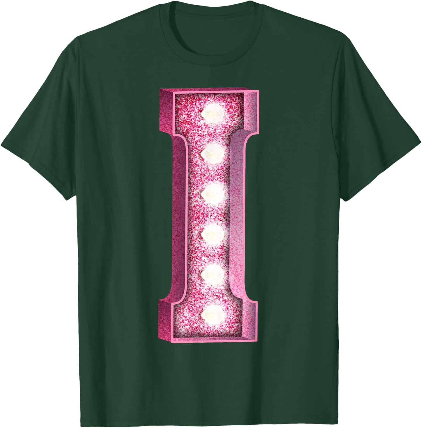 Marquee Letter I Pink Light Up Initial Decor Accent T-Shirt - T-Shirt | Forest
