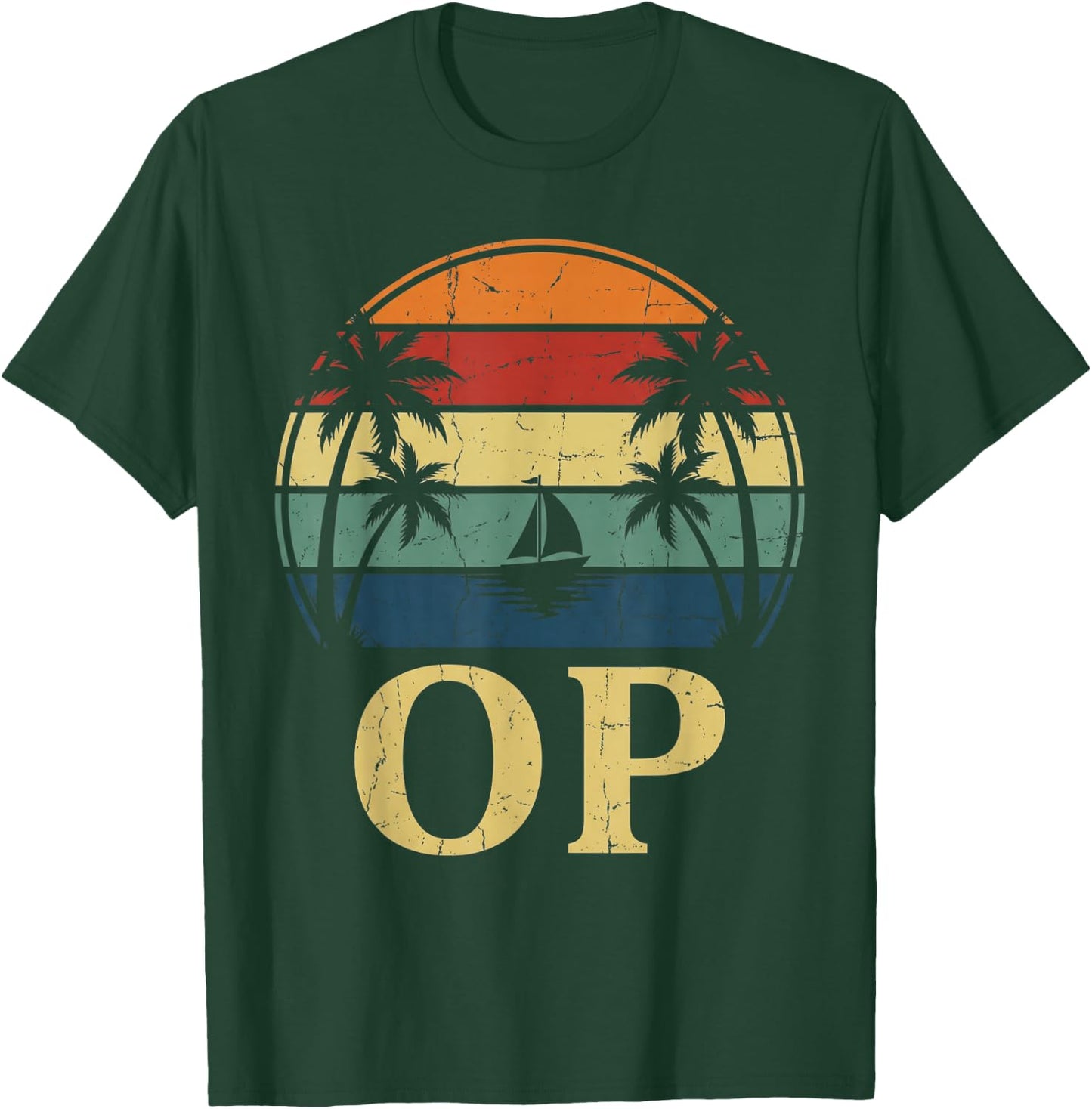 Op Ocean Vintage Pacific Ocean Beach Sun Palm Trees Retro T-Shirt - T-Shirt | Forest
