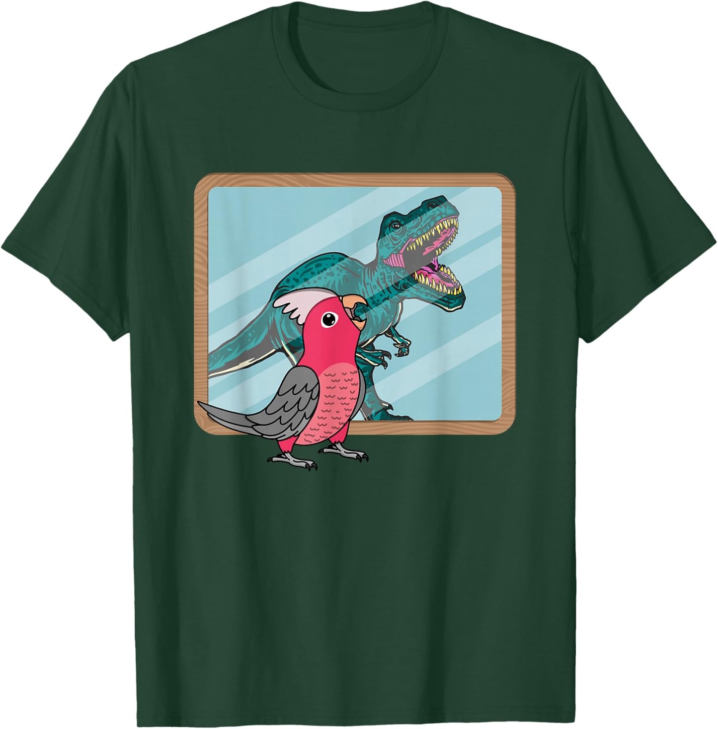 Parrot & T Rex Reflection I Rose-breasted Galah Cockatoo T-Shirt - T-Shirt | Forest