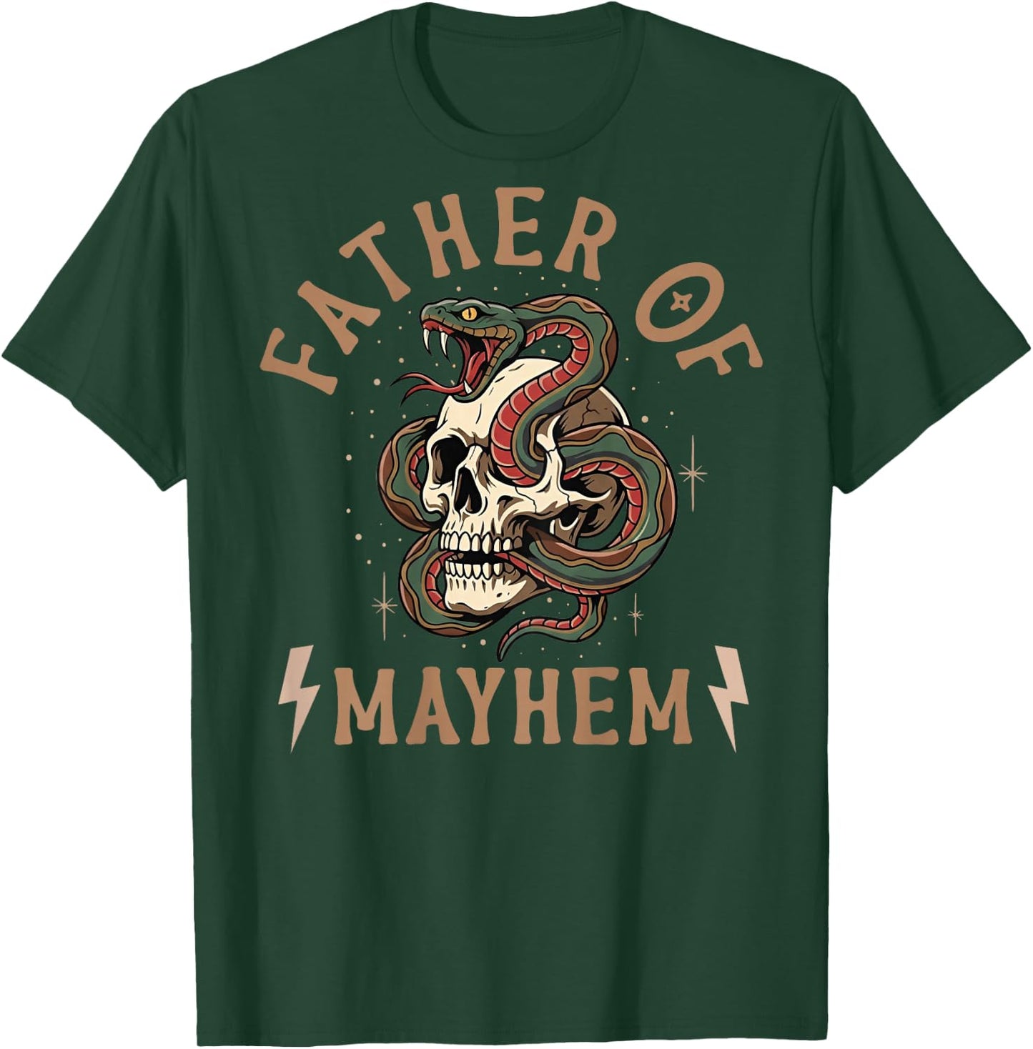 Father of Mayhem Snake Coiled Around Skull (on Back) T-Shirt - T-Shirt | Forest