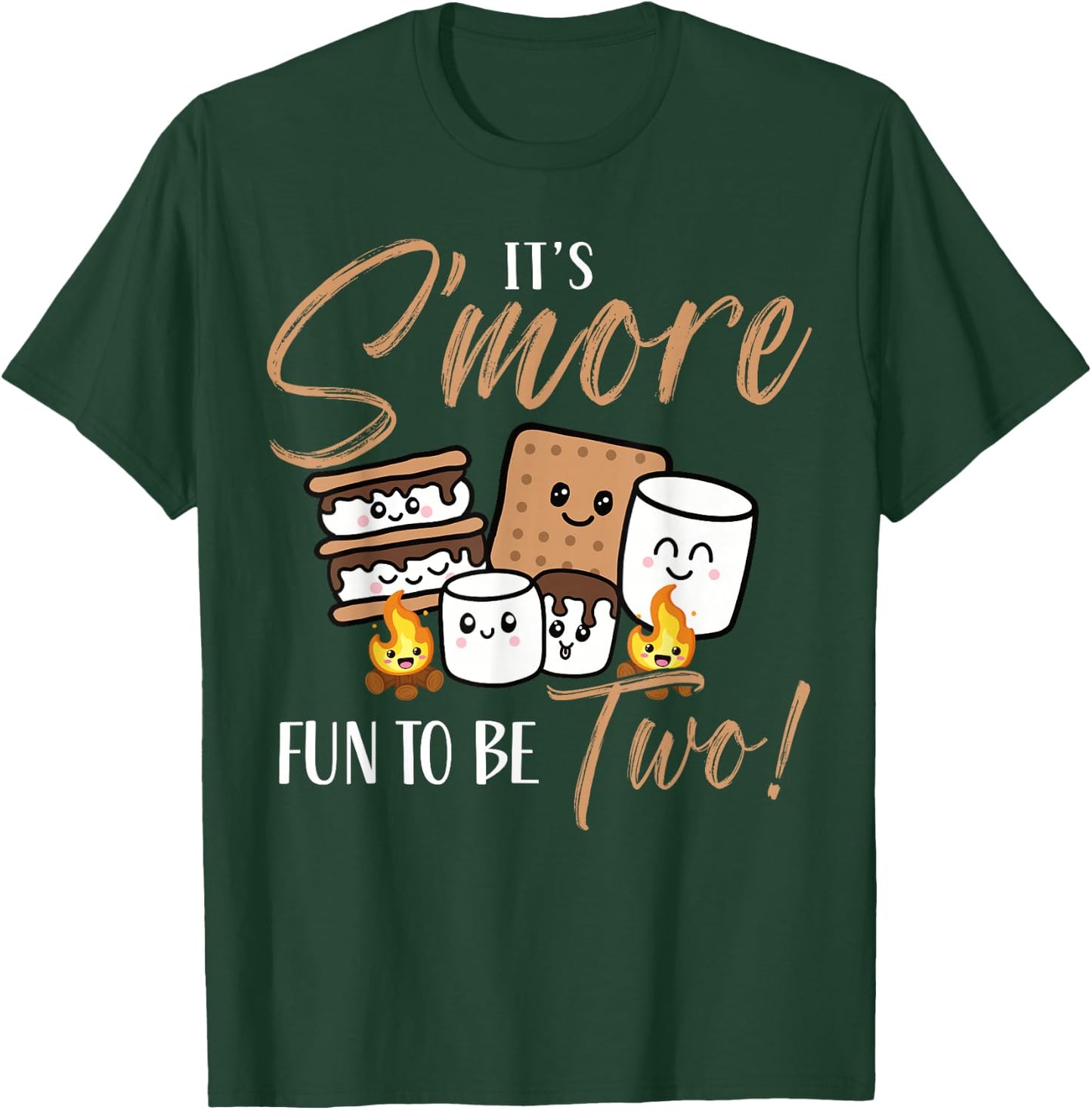 It's S'more Fun To Be Two 2nd Birthday Campfire Marshmallow T-Shirt - T-Shirt | Forest
